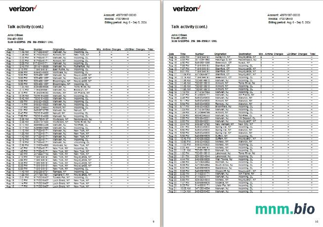 USA New Jersey Verizon  pożytek 9-10 scr